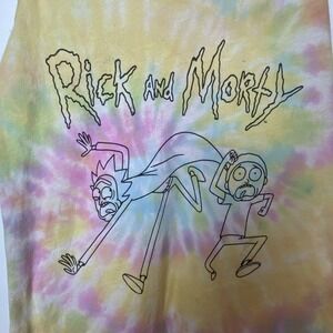 Rick and Morty Tank Top Womens S Pastel Tie Dye Racerback 100% Cotton Adult Swim